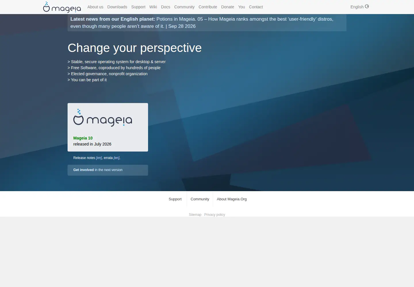 Screenshot of mageia.org