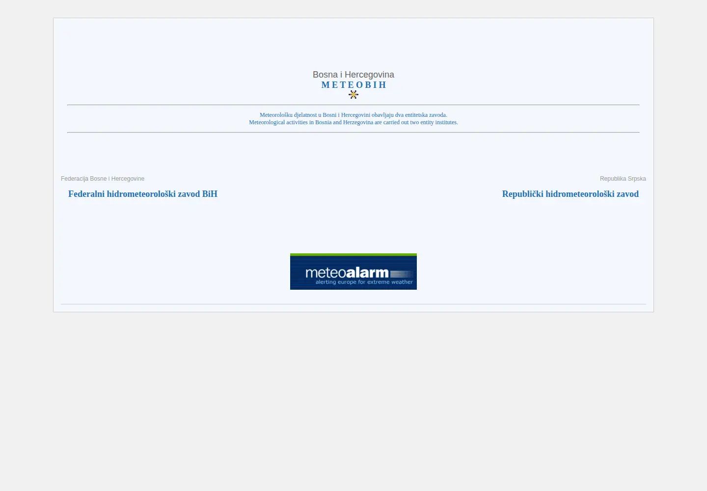 Screenshot of fhmzbih.gov.ba