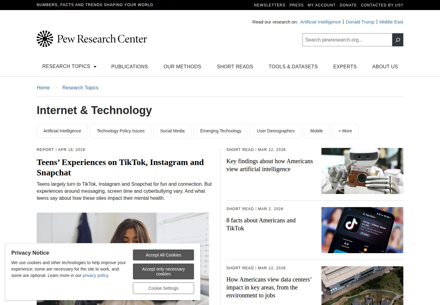 Screenshot of pewinternet.org