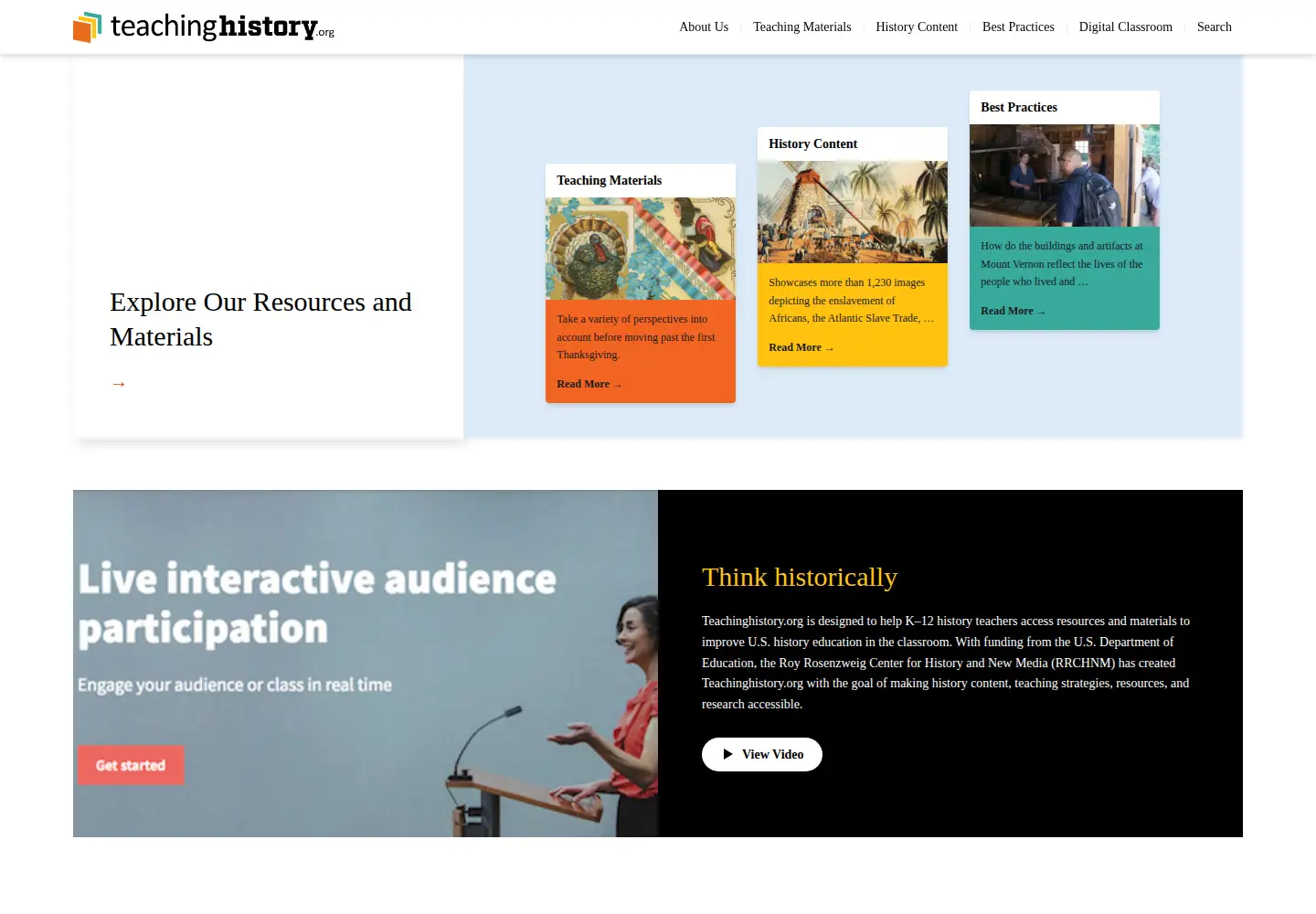 Screenshot of teachinghistory.org