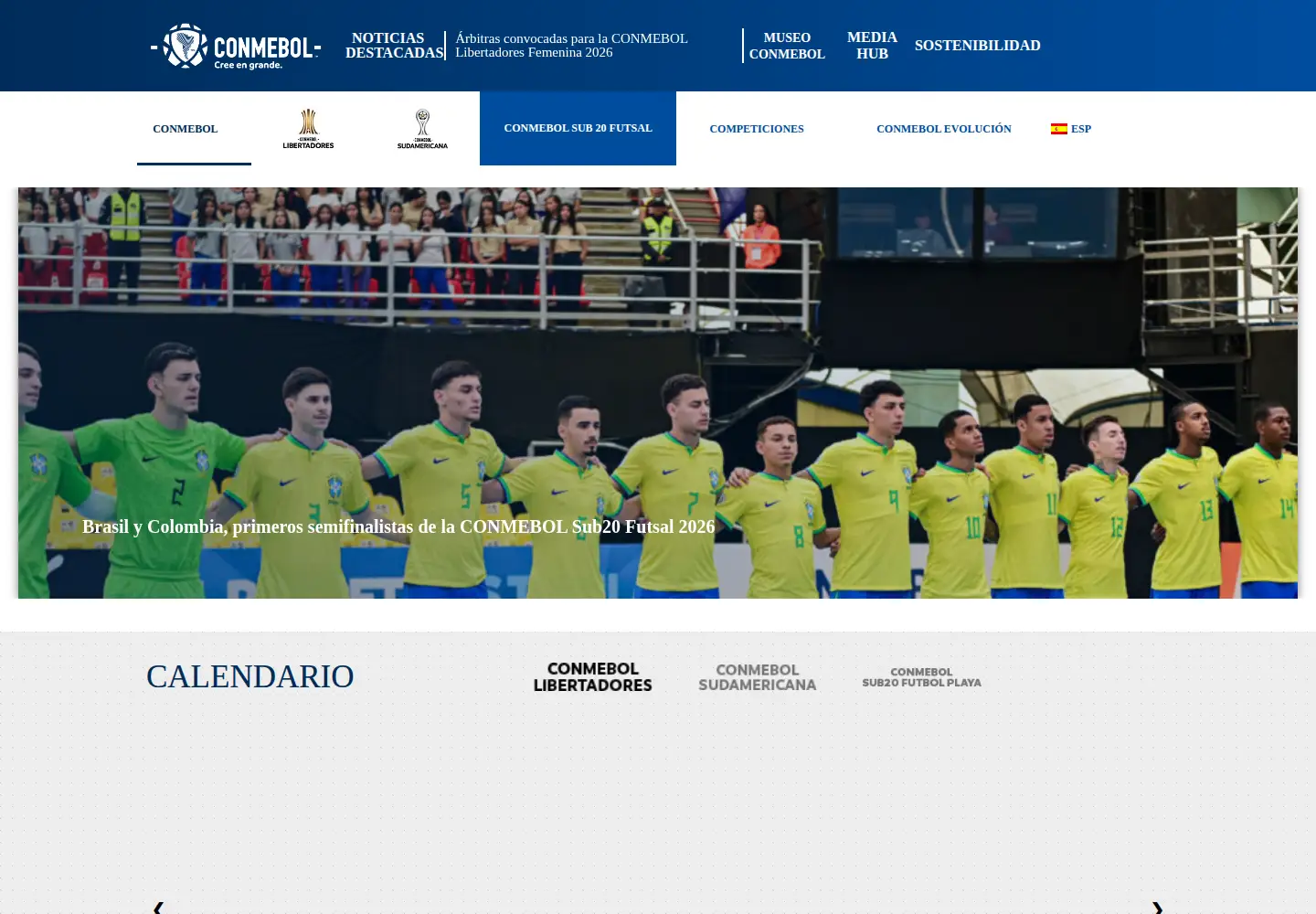 Screenshot of conmebol.com