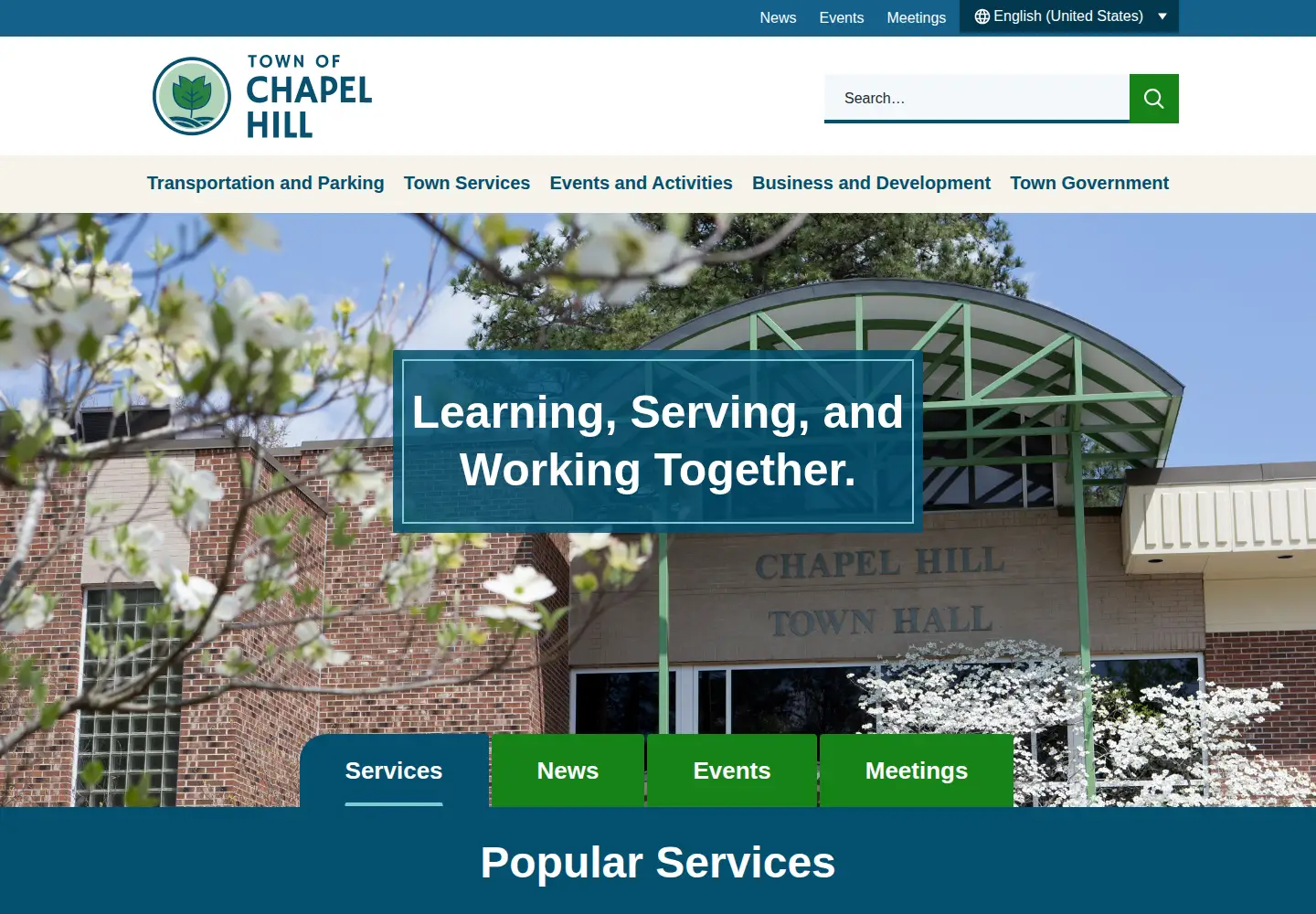 Captured homepage of townofchapelhill.org in the current scan
