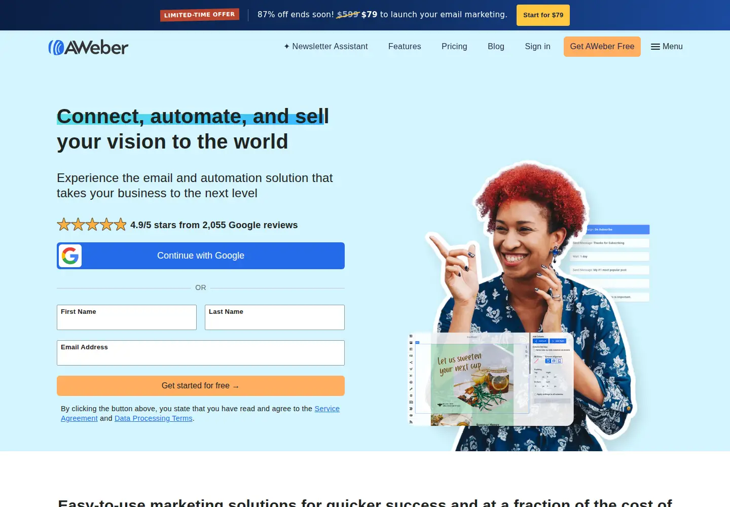 Screenshot of aweber.com