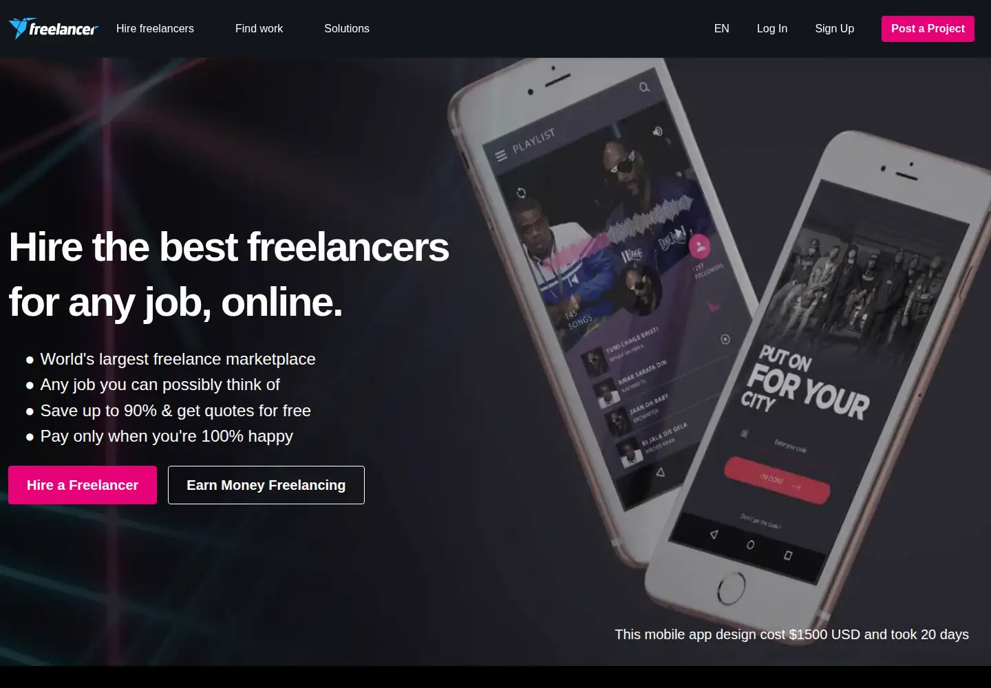 Screenshot of freelancer.com