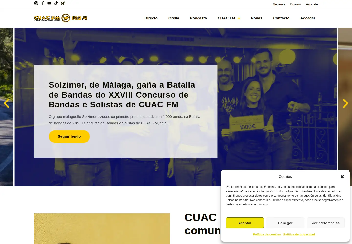 Screenshot of cuacfm.org