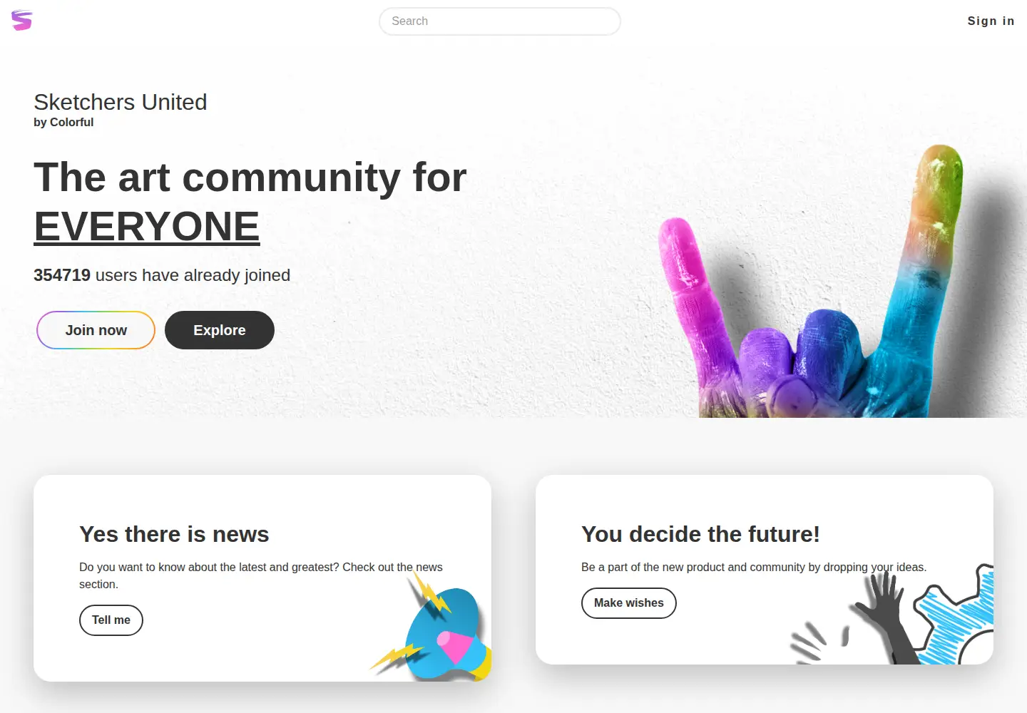 Screenshot of sketchersunited.org