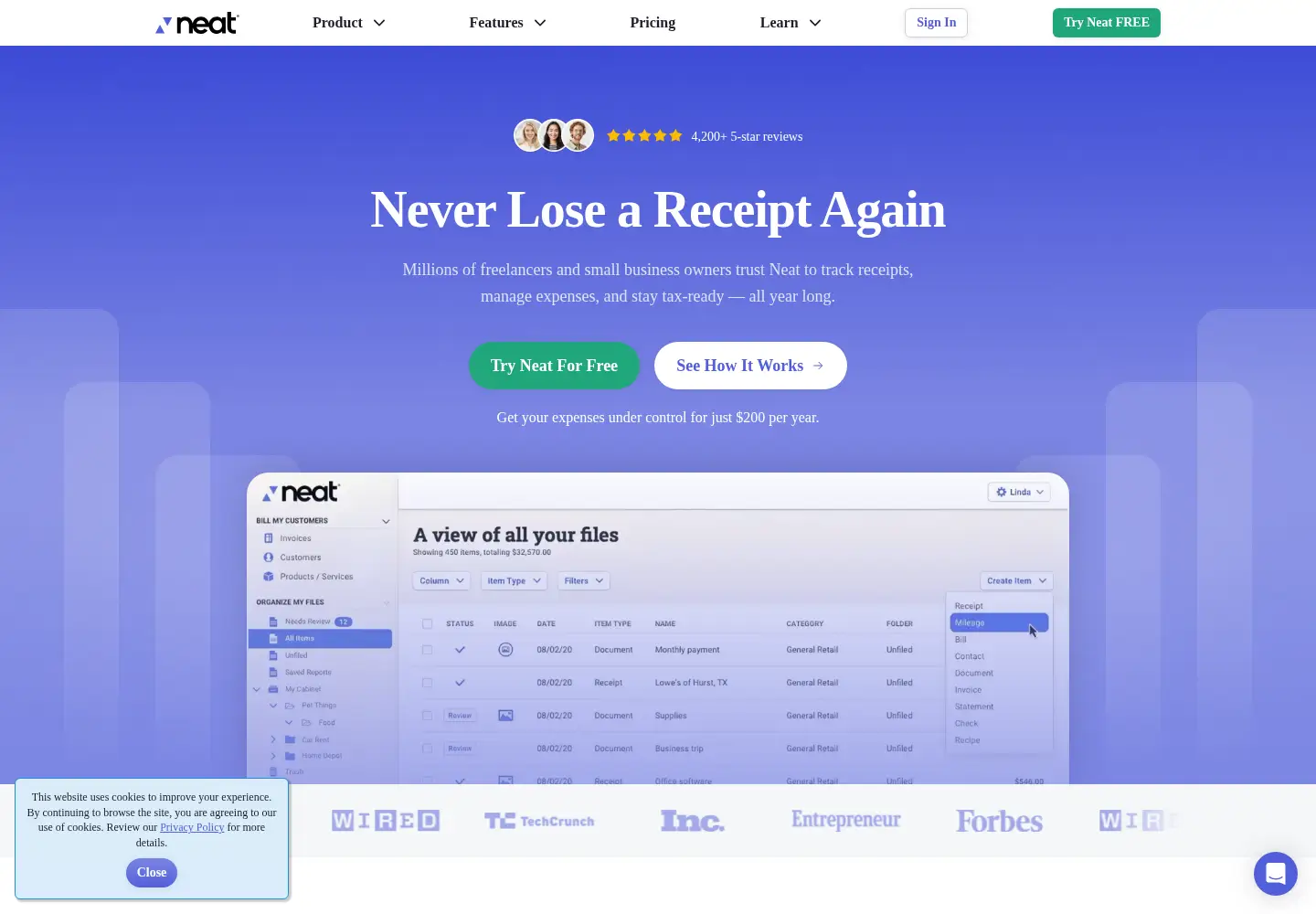 Screenshot of neat.com