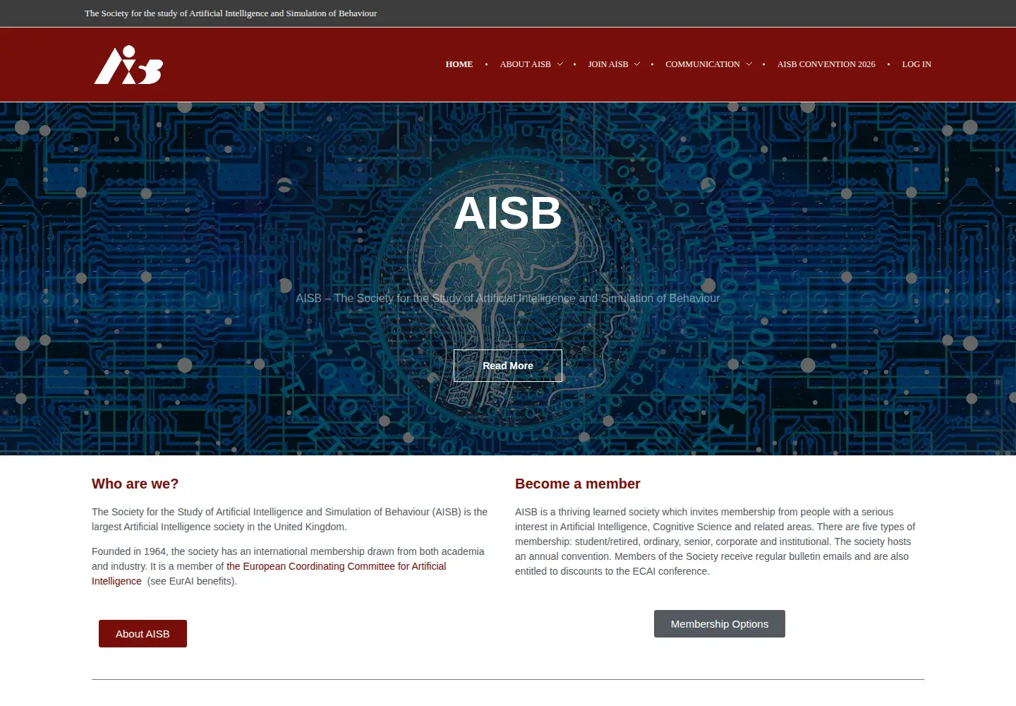 Screenshot of aisb.org.uk