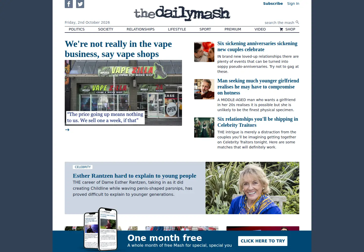 Screenshot of thedailymash.co.uk