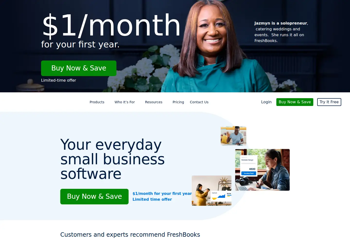 Screenshot of freshbooks.com