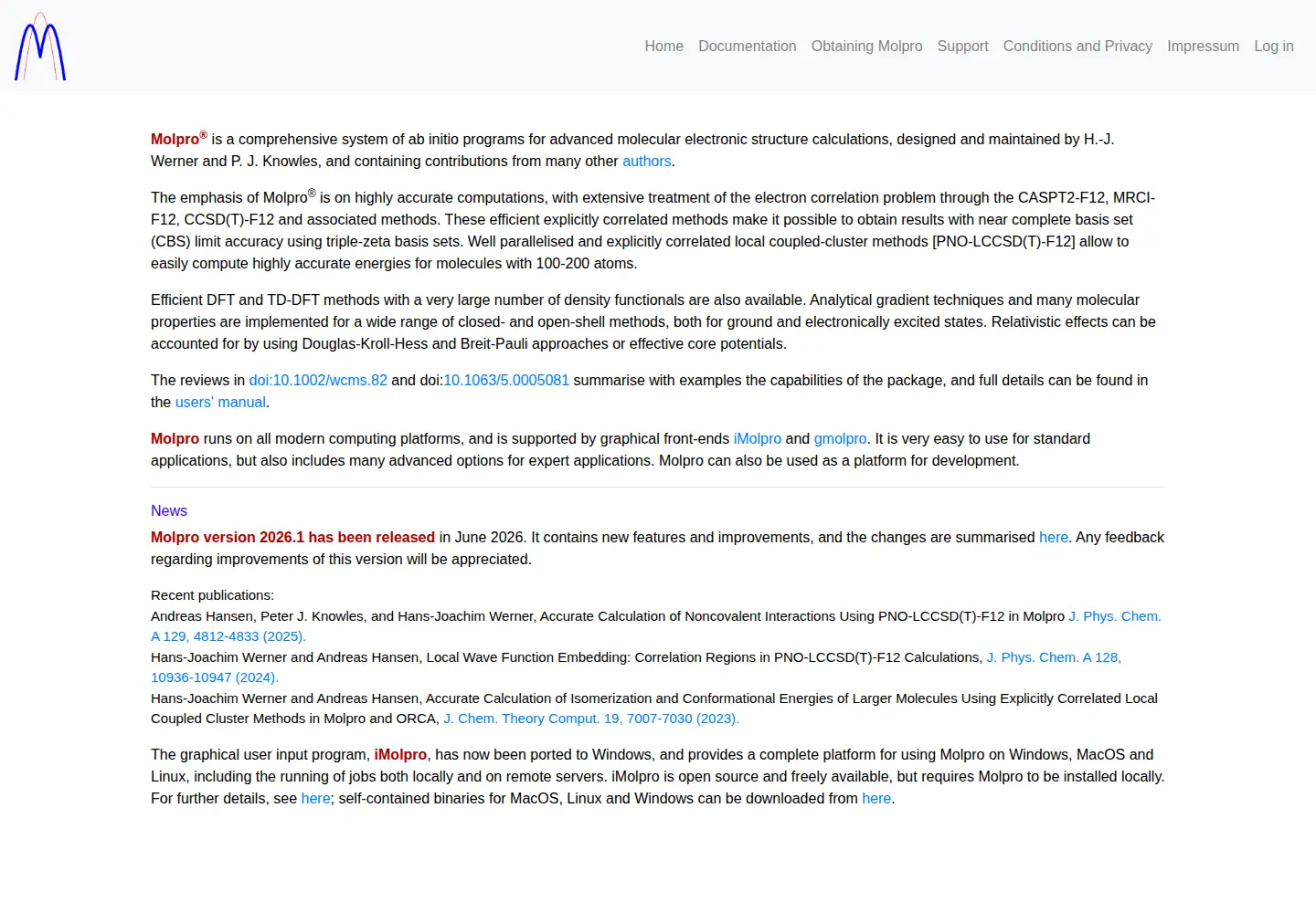 Screenshot of molpro.net