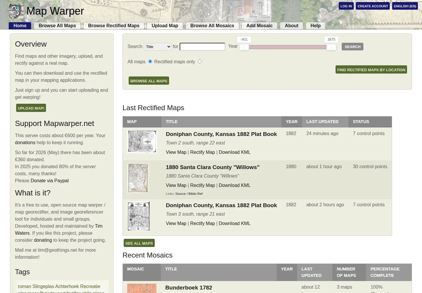 Screenshot of mapwarper.net