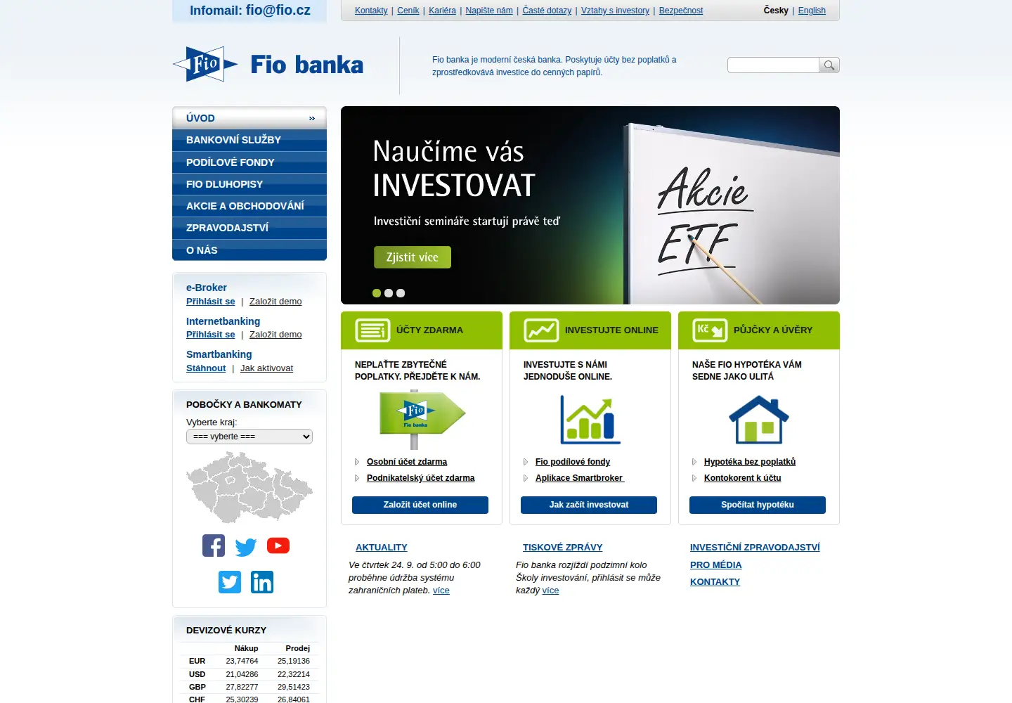 Screenshot of fio.cz