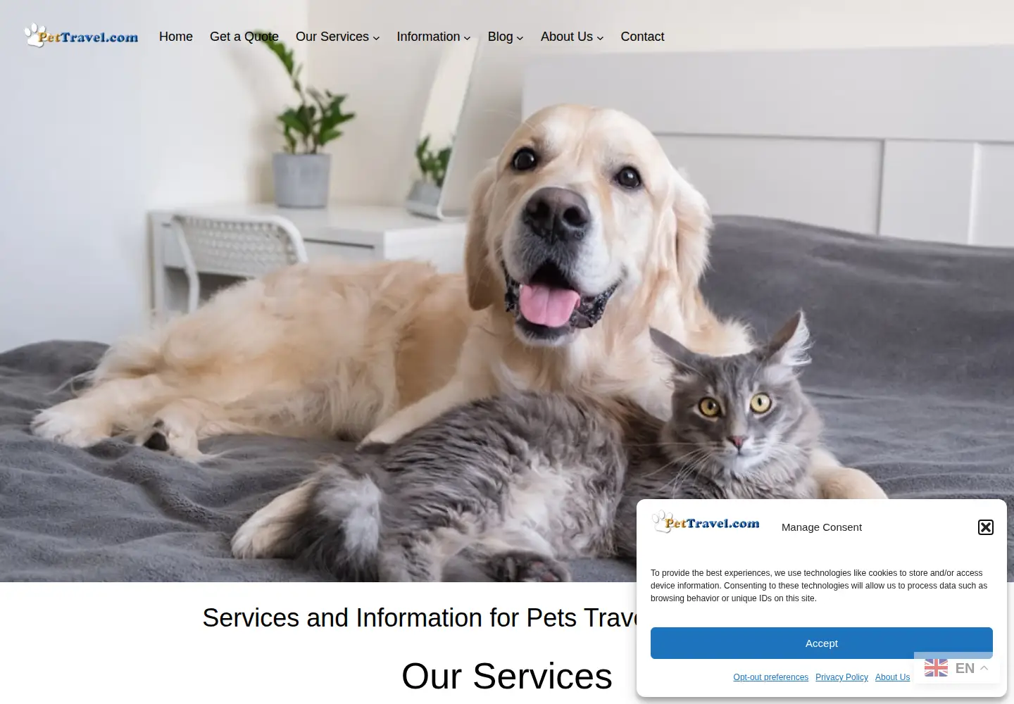 Screenshot of pettravel.com