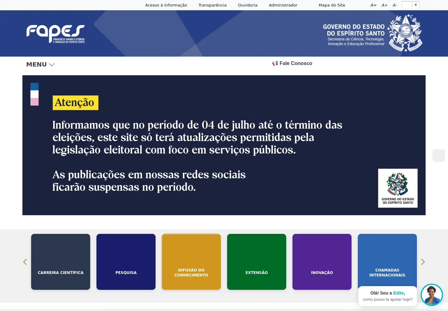 Screenshot of fapes.es.gov.br
