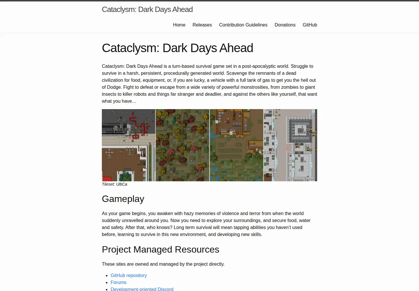 Screenshot of cataclysmdda.org