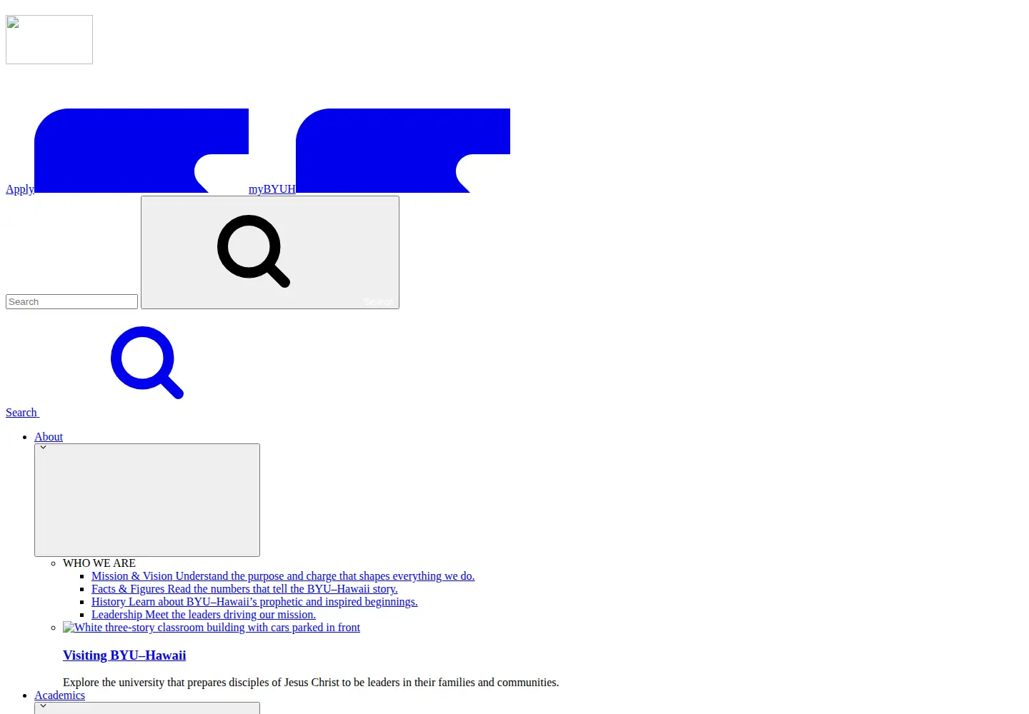 Screenshot of byuh.edu