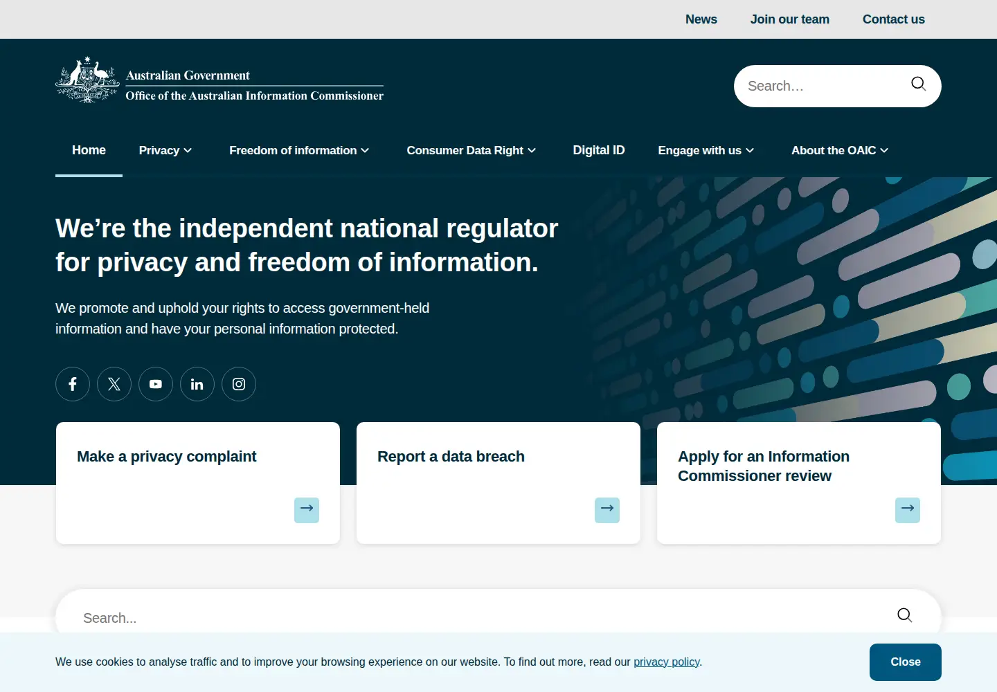 Screenshot of oaic.gov.au
