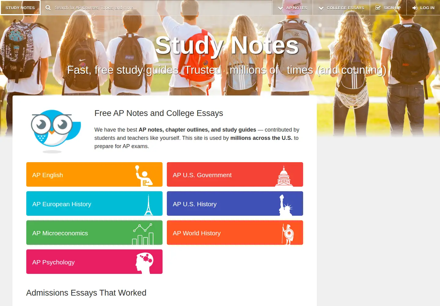 Screenshot of apstudynotes.org