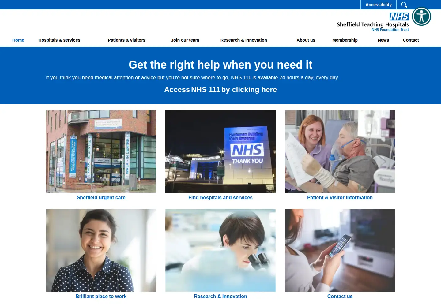 Screenshot of sth.nhs.uk