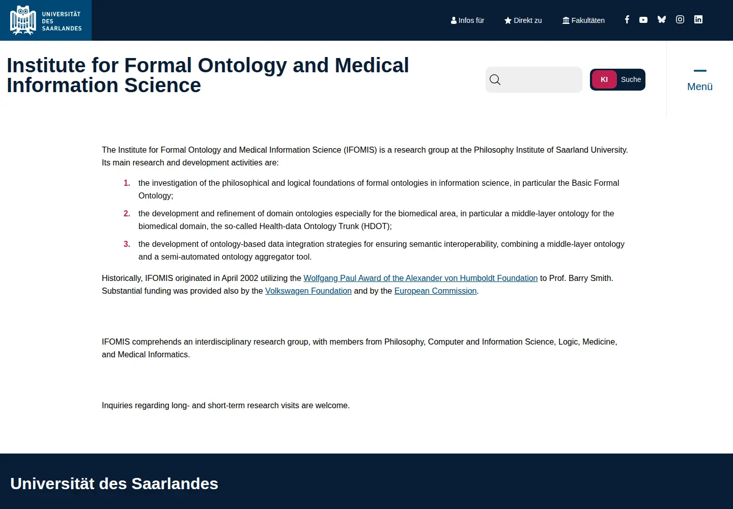 Screenshot of ifomis.org