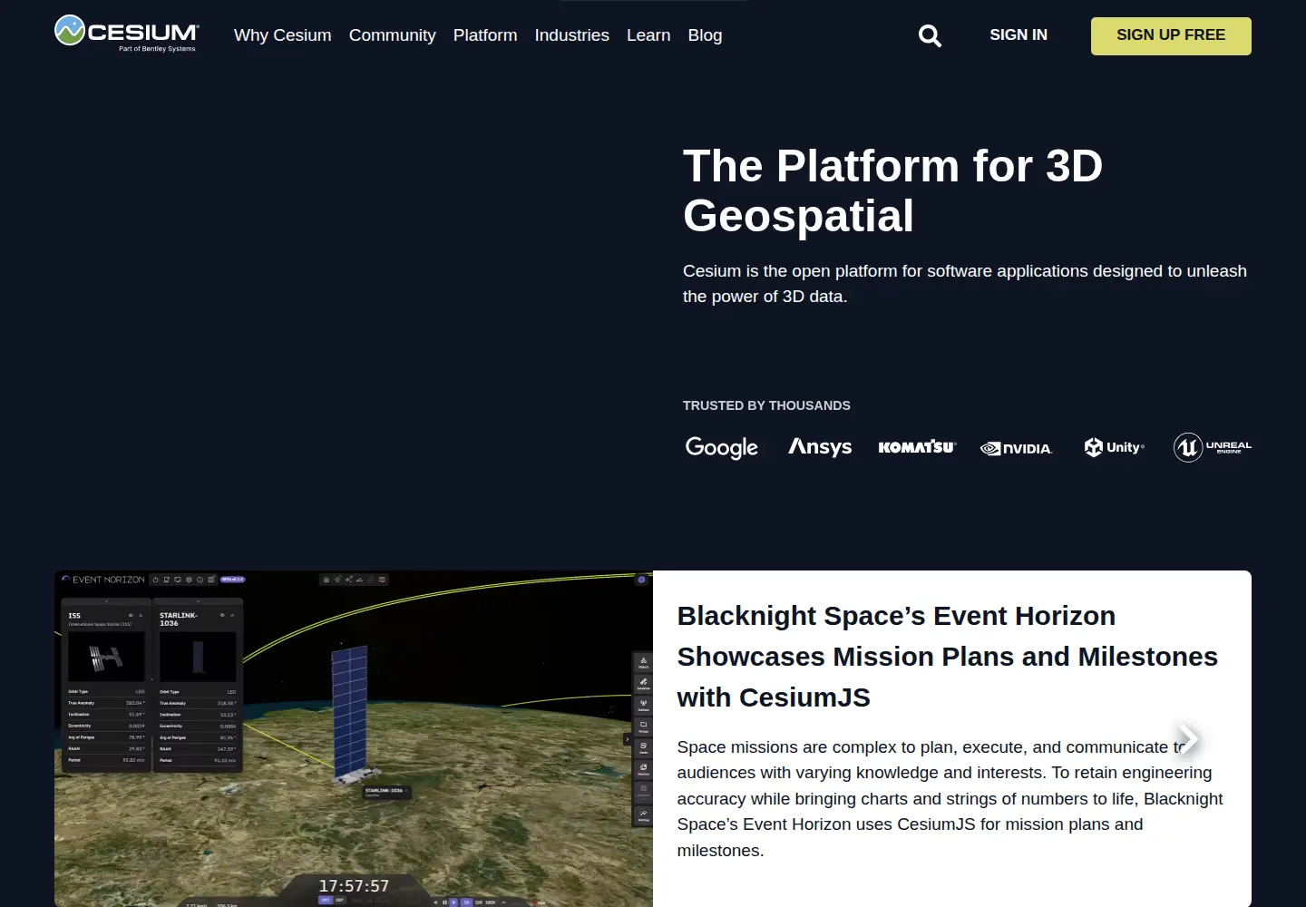 Screenshot of cesiumjs.org