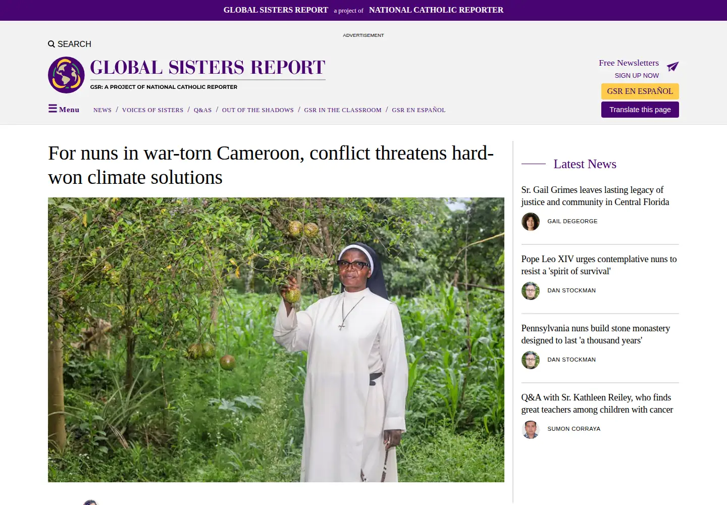 Screenshot of globalsistersreport.org