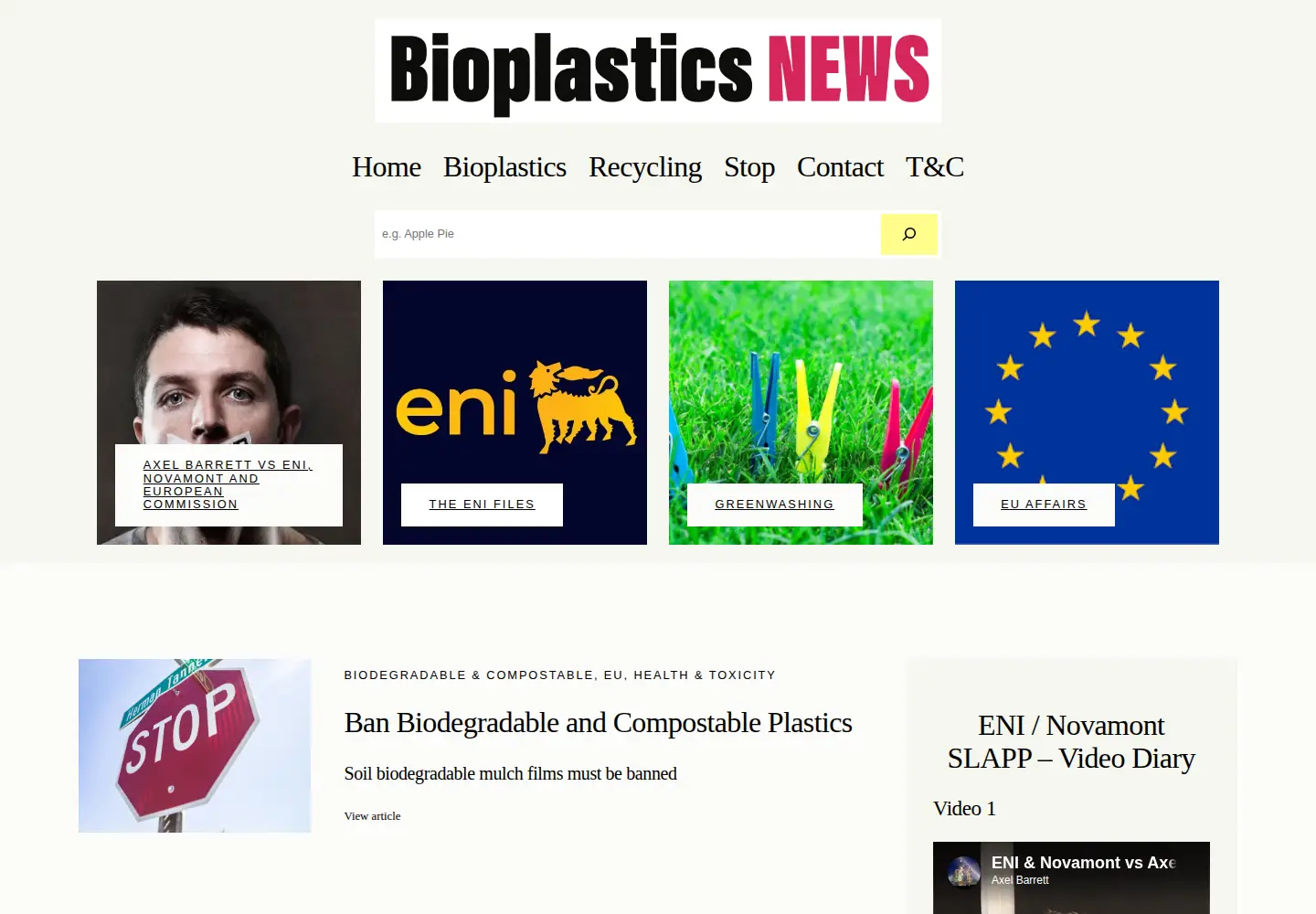 Screenshot of bioplasticsnews.com