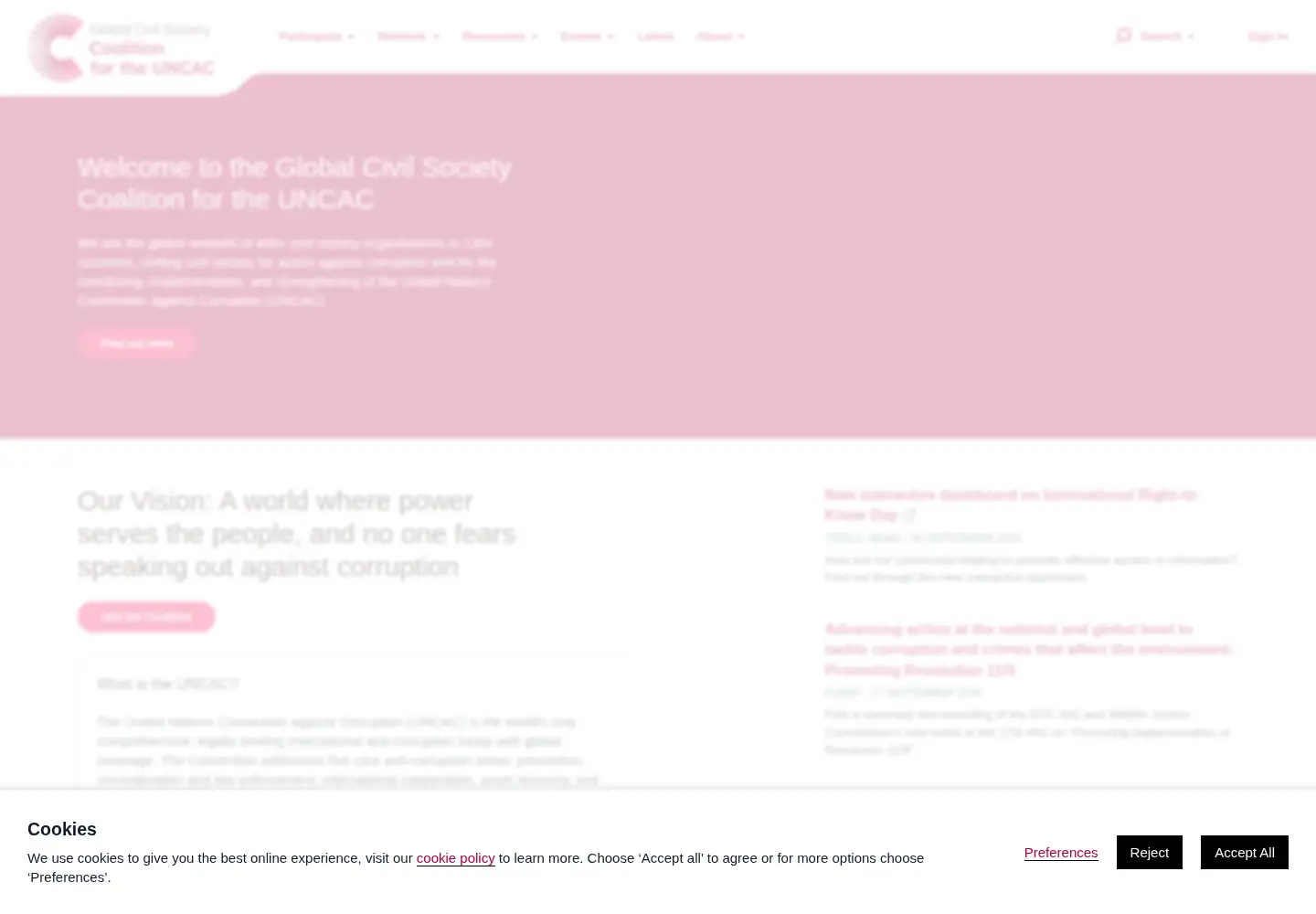 Screenshot of uncaccoalition.org