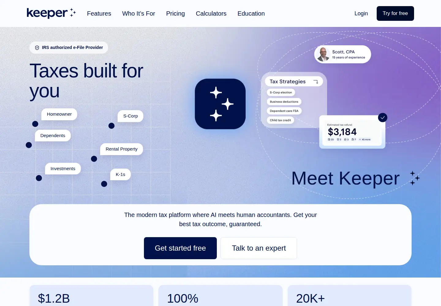 Screenshot of keepertax.com