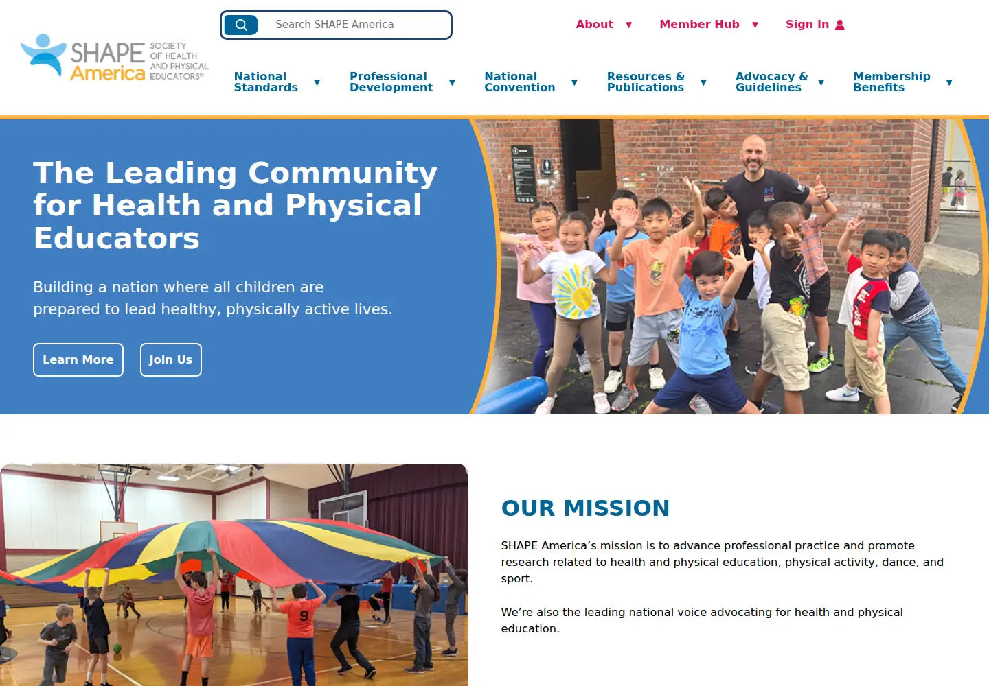 Screenshot of shapeamerica.org