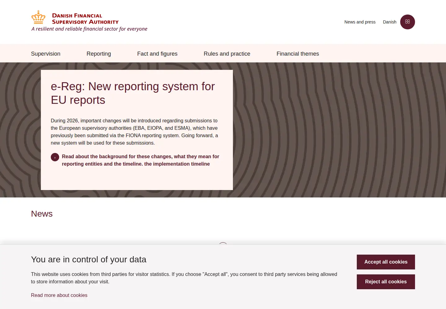 Screenshot of dfsa.dk