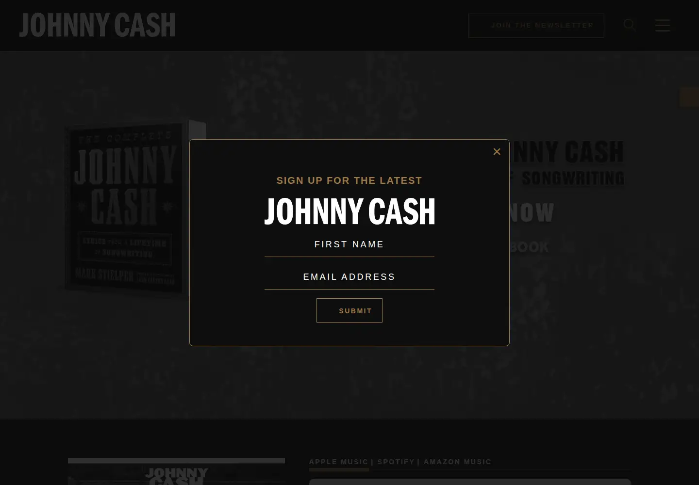 Screenshot of johnnycash.com