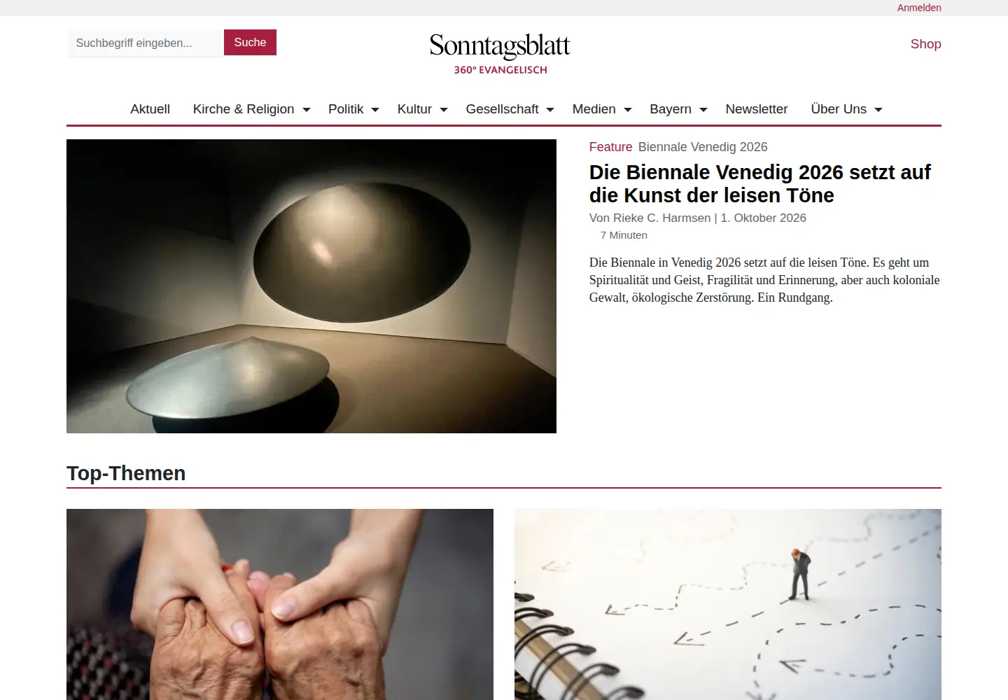 Screenshot of sonntagsblatt.de