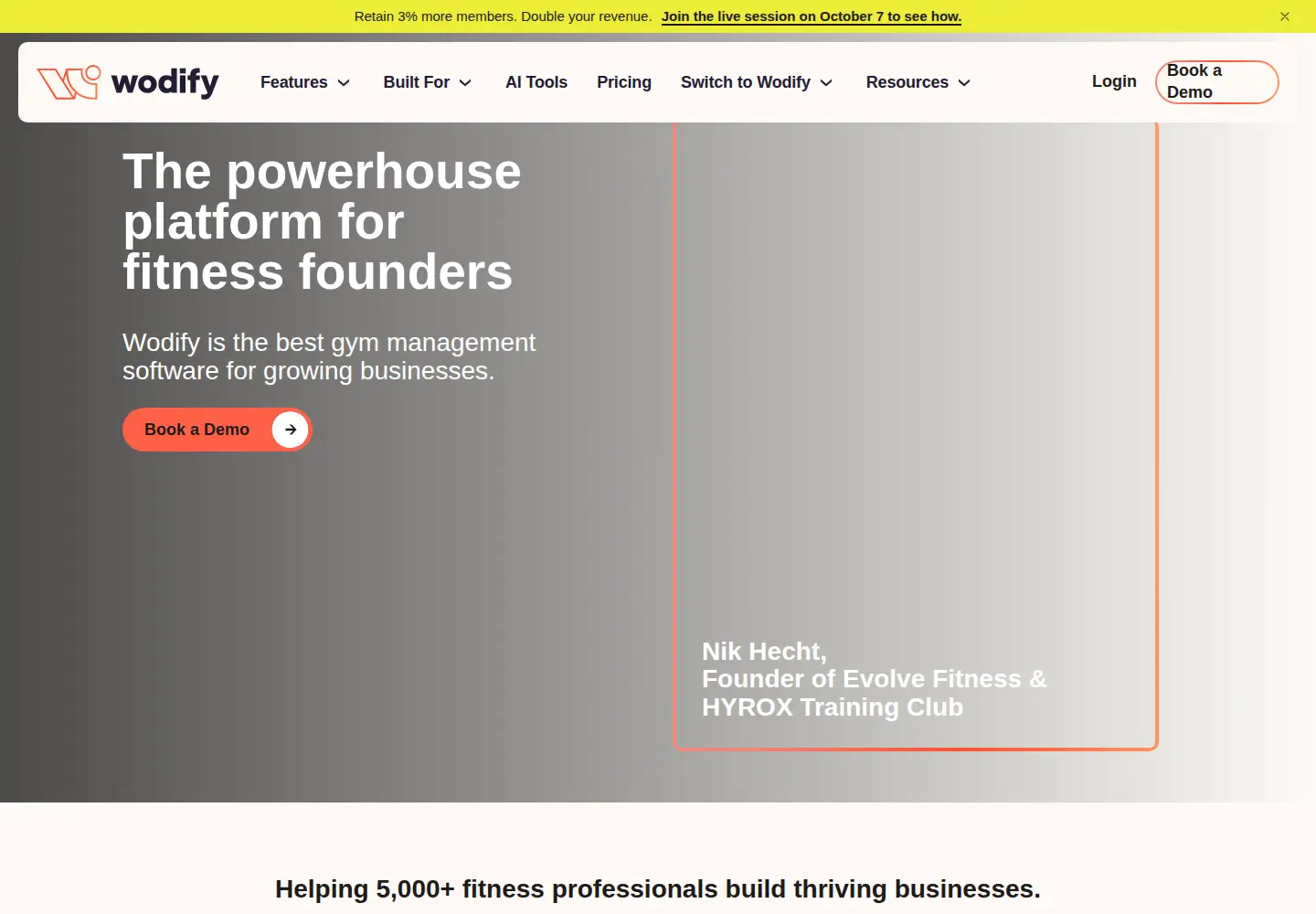 Screenshot of wodify.com