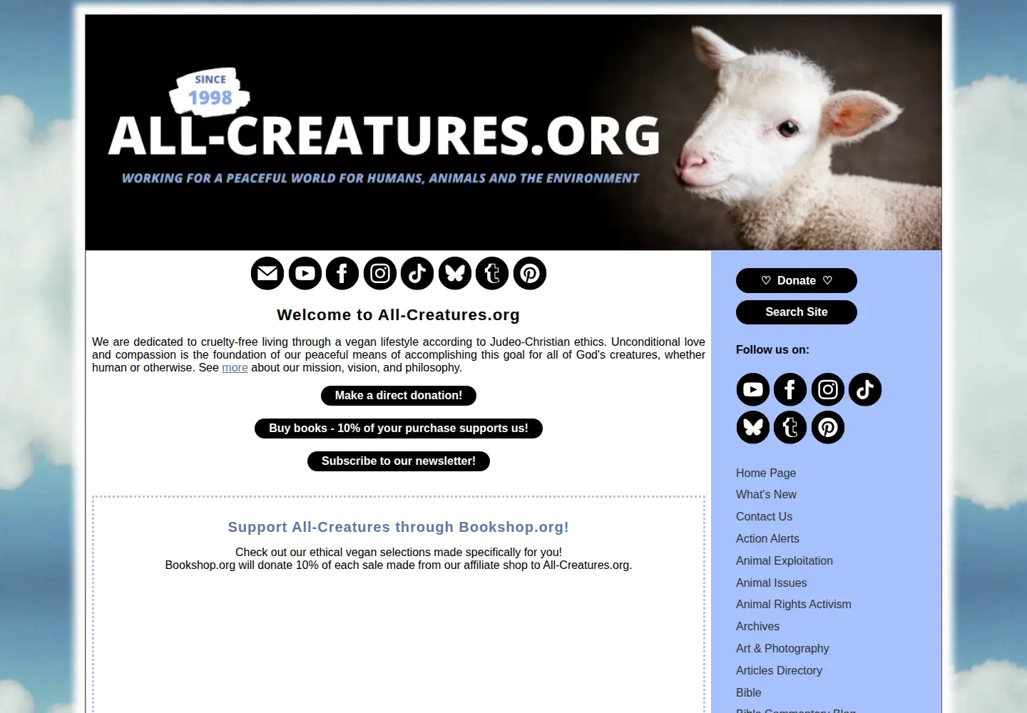 Screenshot of all-creatures.org