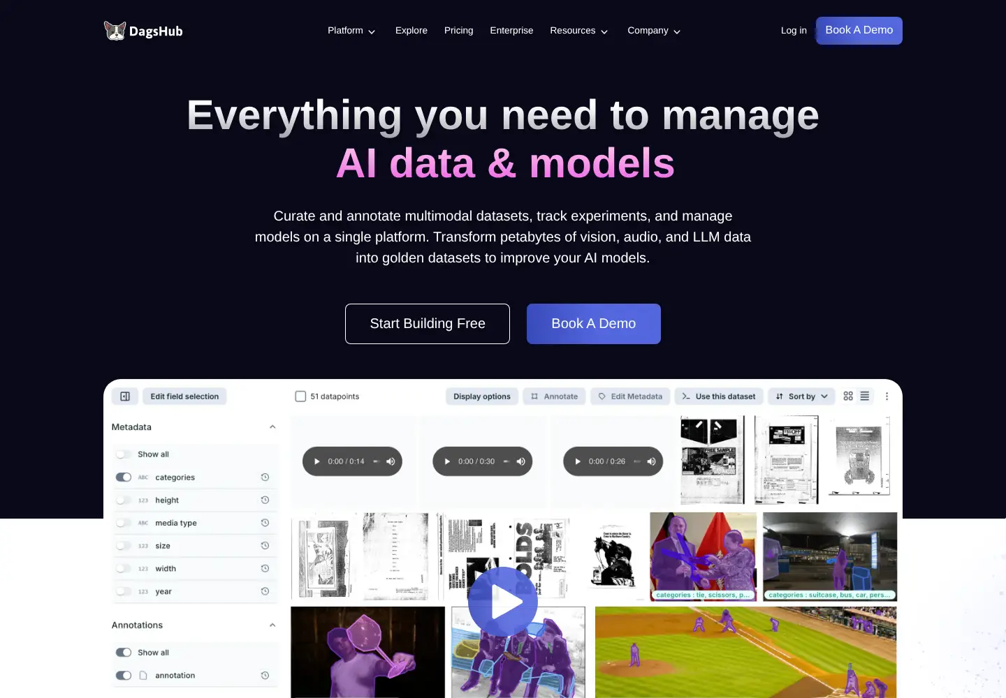 Screenshot of dagshub.com