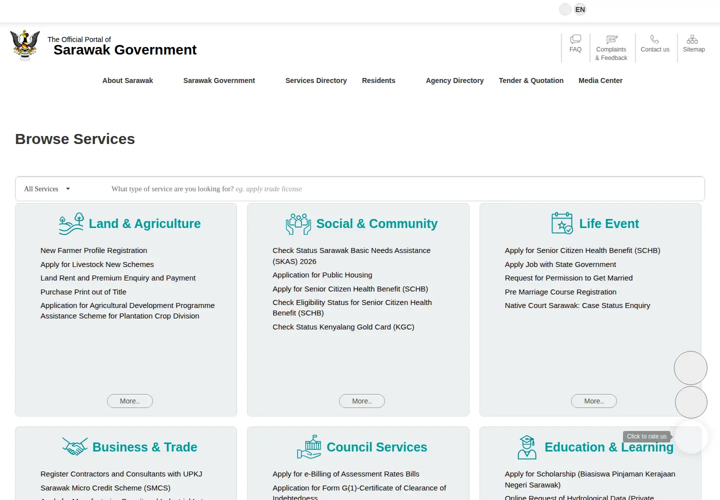 Screenshot of sarawak.gov.my