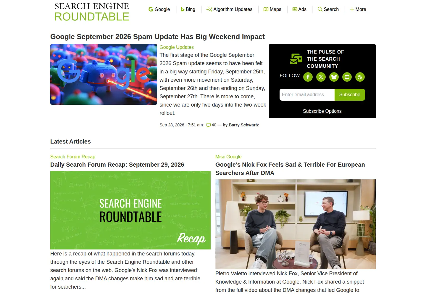Screenshot of seroundtable.com
