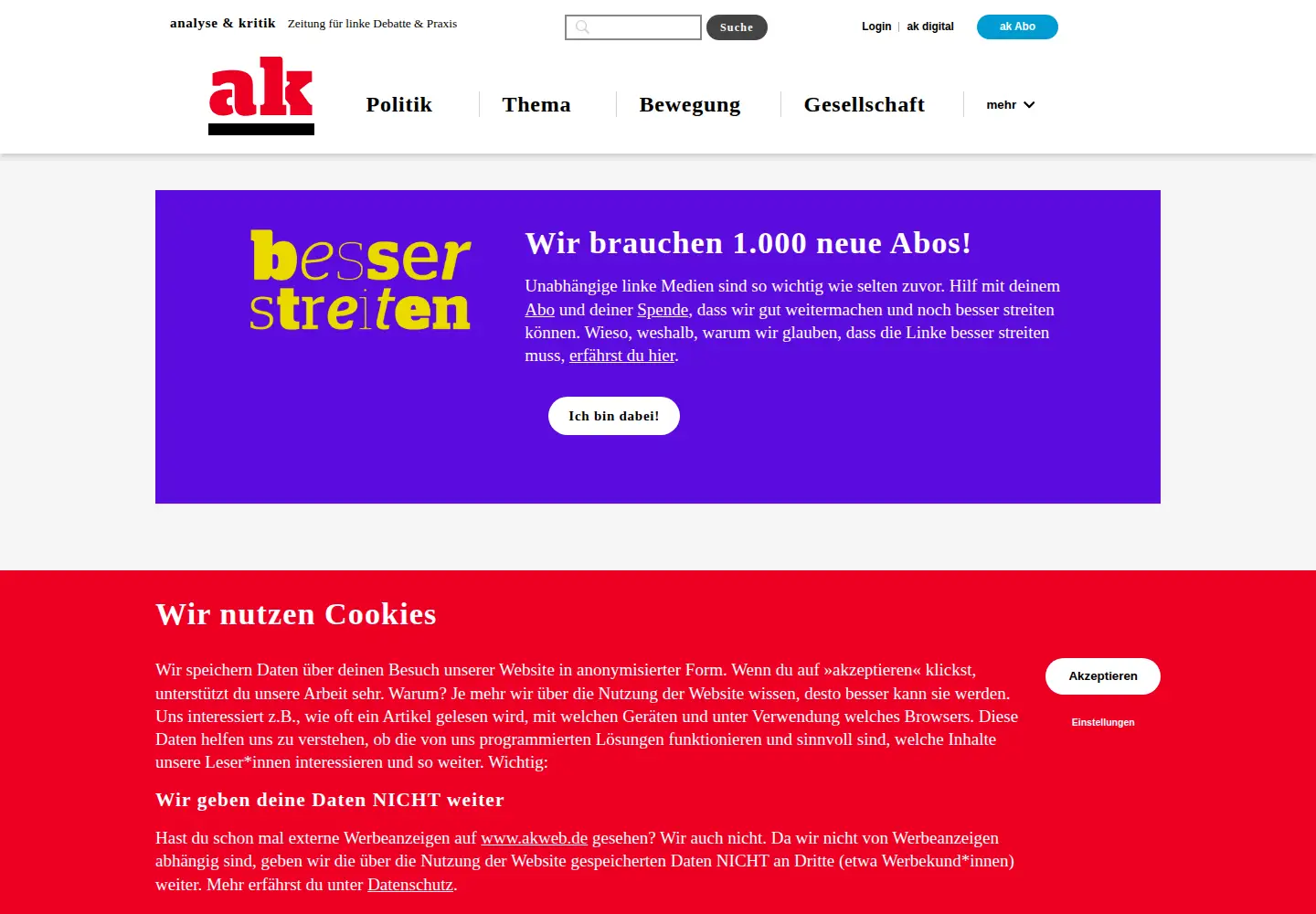 Screenshot of akweb.de