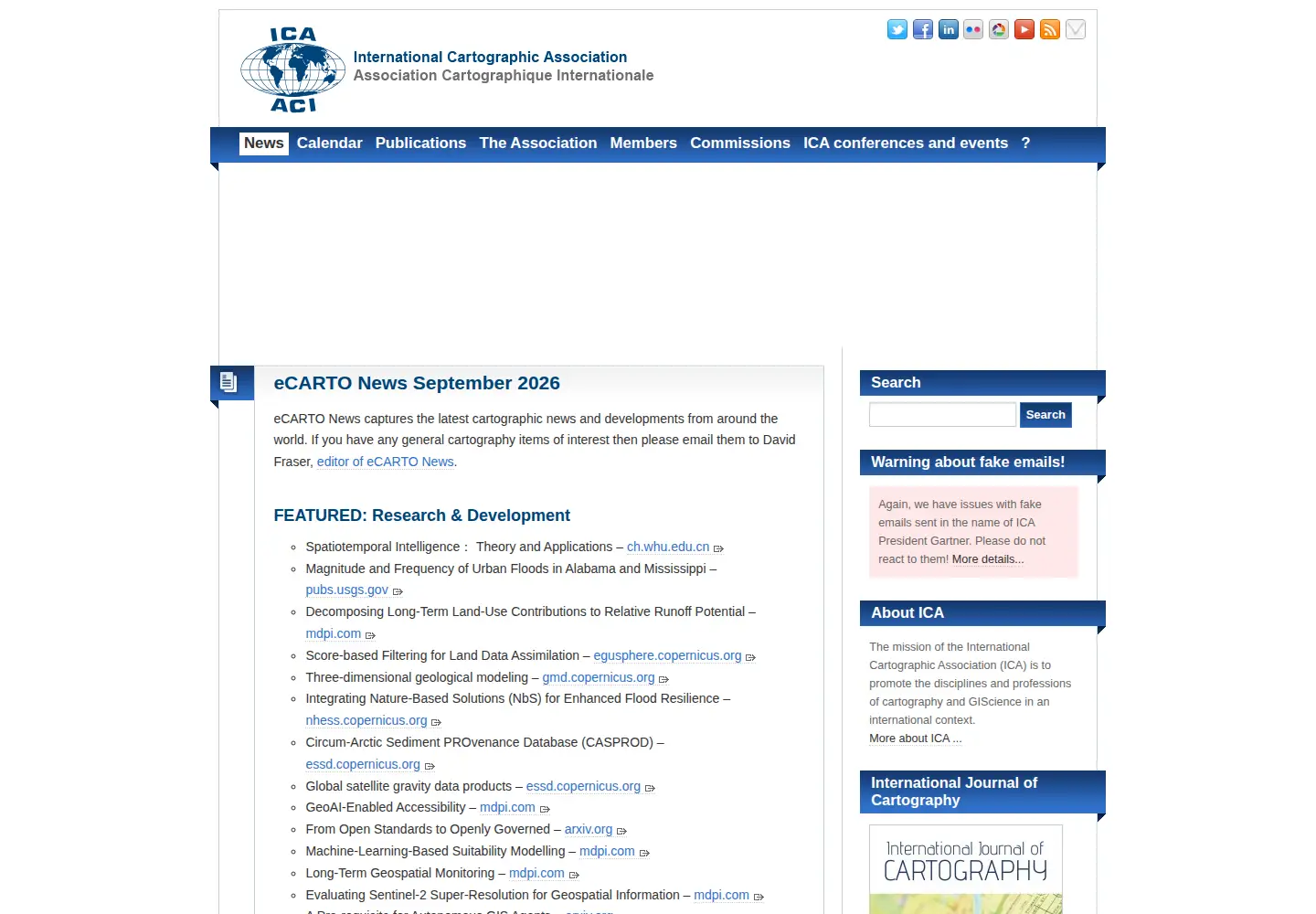 Screenshot of icaci.org