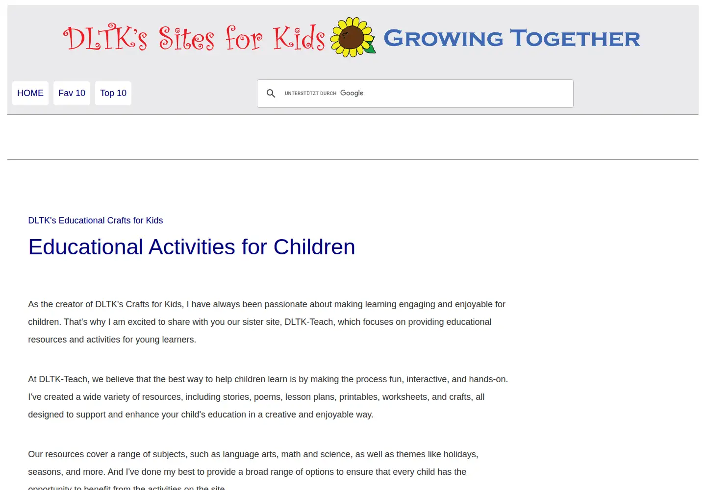 Screenshot of dltk-teach.com