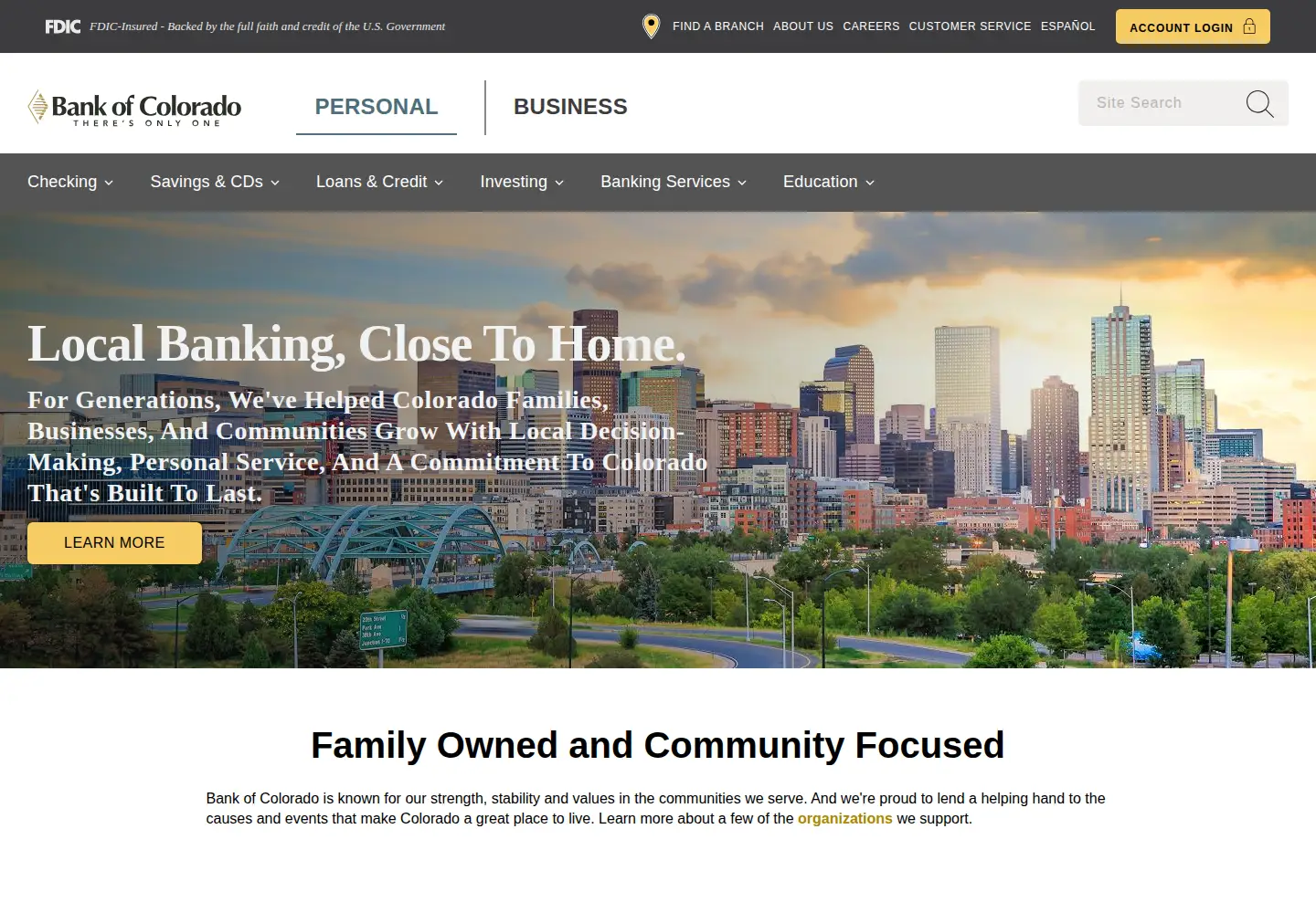 Screenshot of bankofcolorado.com