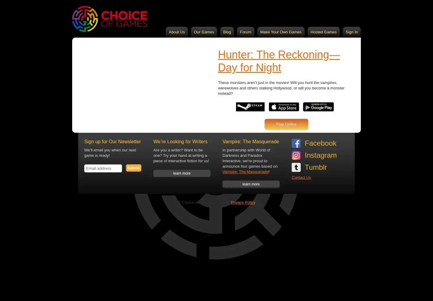 Screenshot of choiceofgames.com