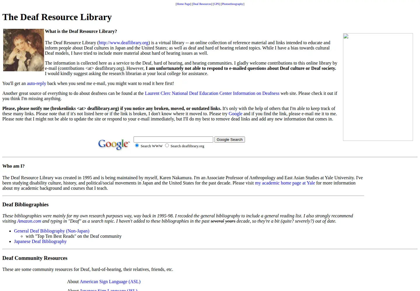 Screenshot of deaflibrary.org