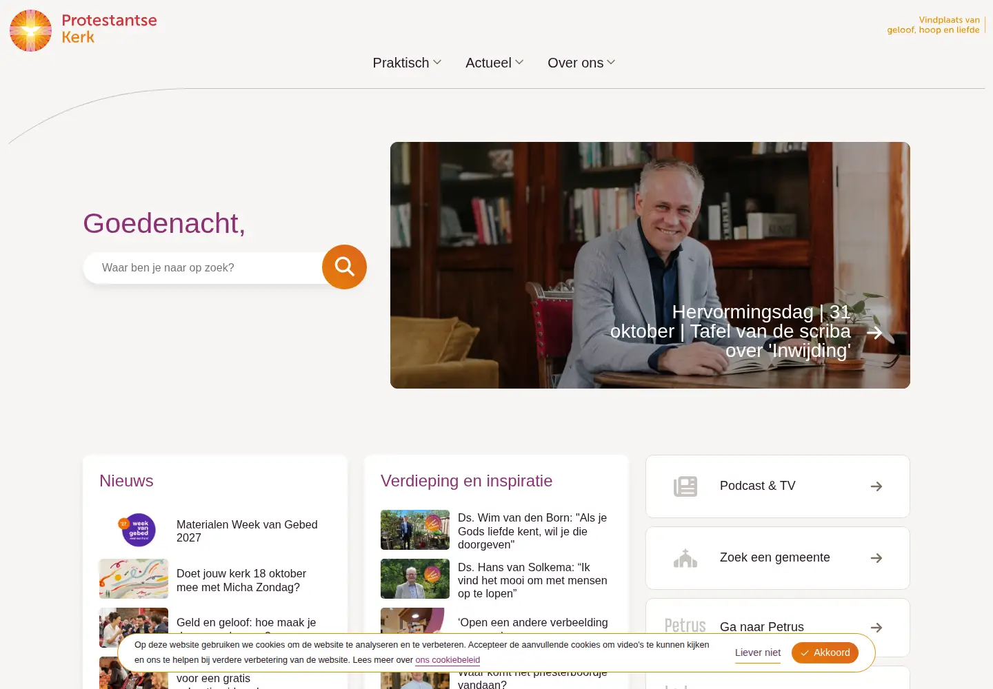 Screenshot of protestantsekerk.nl