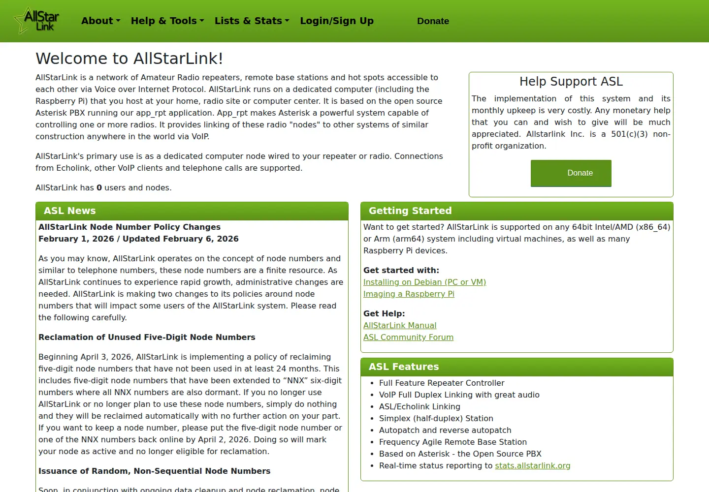 Screenshot of allstarlink.org