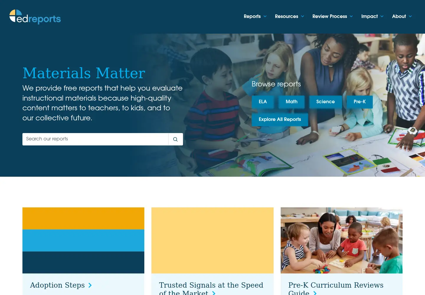 Screenshot of edreports.org