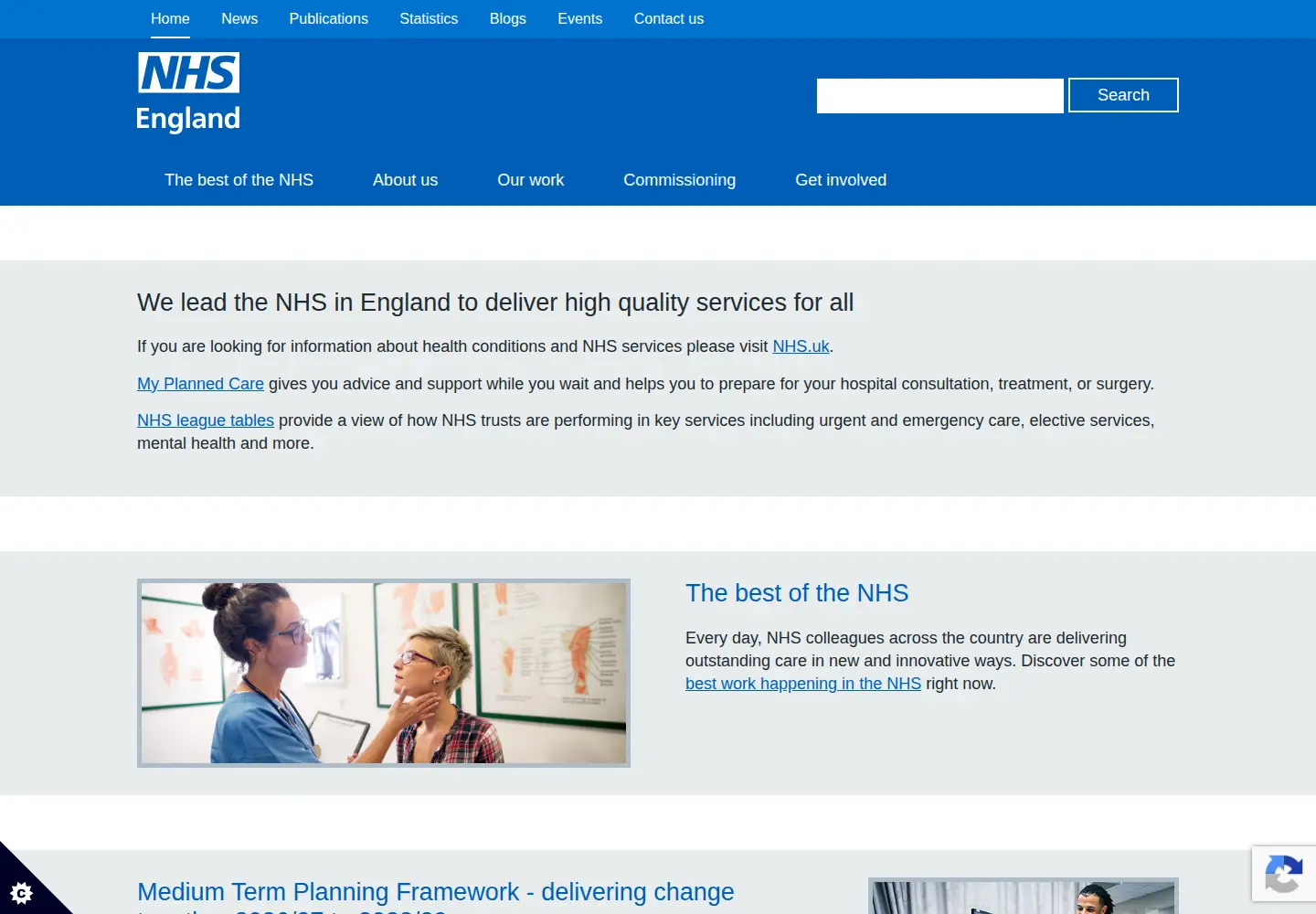 Screenshot of improvement.nhs.uk
