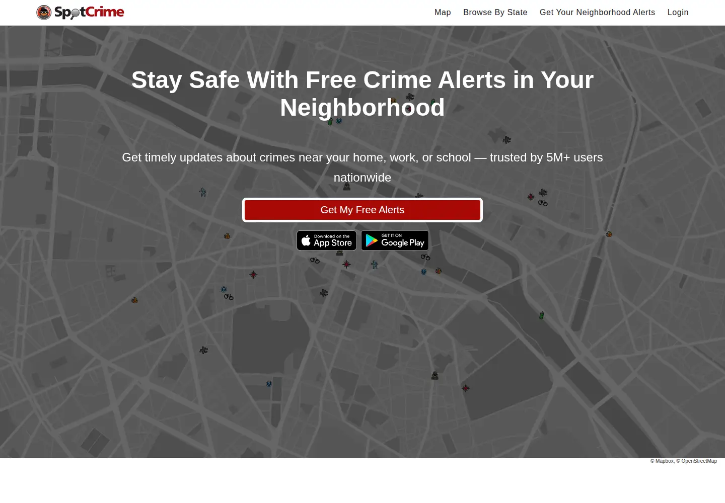 Screenshot of spotcrime.com